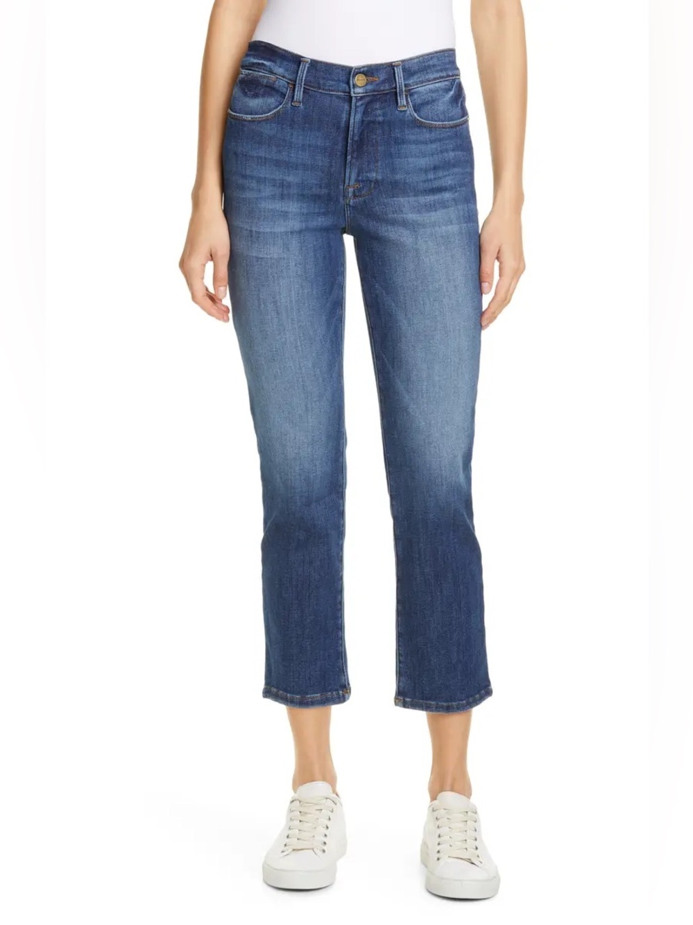 FRAME Le High Ankle Straight Leg Jeans Bestia Blue Size 33